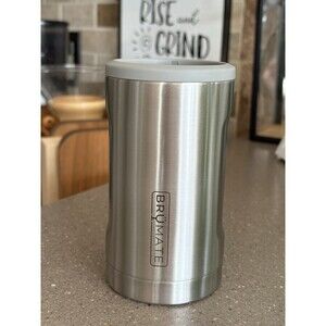 Brumate Slim Can Cooler Tumbler 12 Oz Stainless Steel Silver